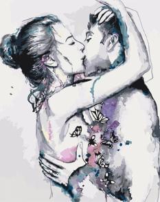 Картина за номерами - Коханці Пристрасний поцілунок Ідейка (КНО2673)