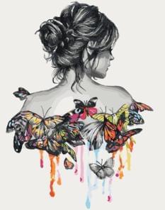 Картина за номерами - Дівчина і метелики Ідейка (КНО2688)