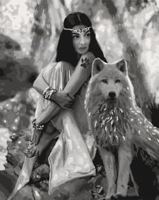 Картина за номерами - Дівчина і вовк Ідейка (КНО4139)