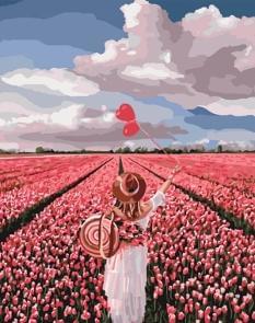 Картина за номерами - Дівчина і тюльпани Ідейка (КНО4603)