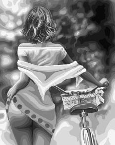 Картина за номерами - Спокуслива дівчина і велосипед Ідейка (КНО4723)