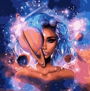 Картина за номерами - Дівчина Космос і планети Ідейка (КНО9538)