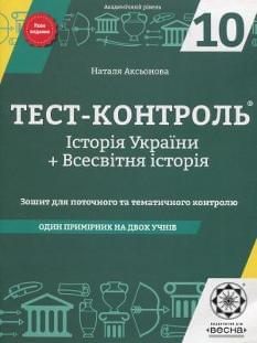 Історія України + Всесвітня історія Академічний рівень Тест-контроль 10 клас